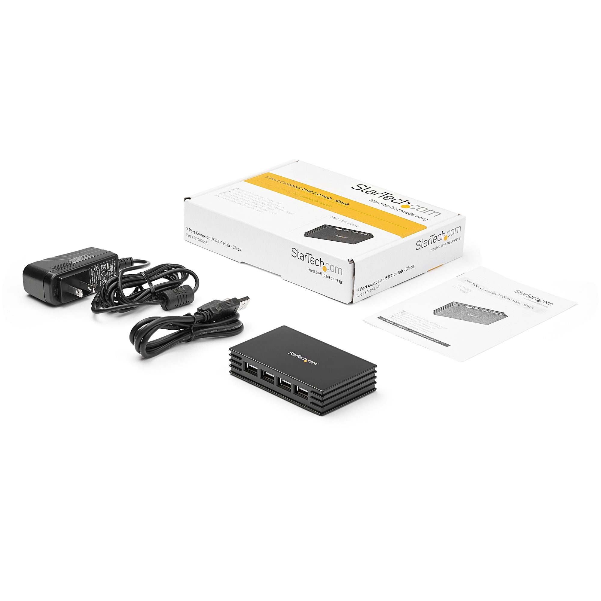 StarTech ST7202USBGB 7 Port Black USB 2.0 Hub - Image 5
