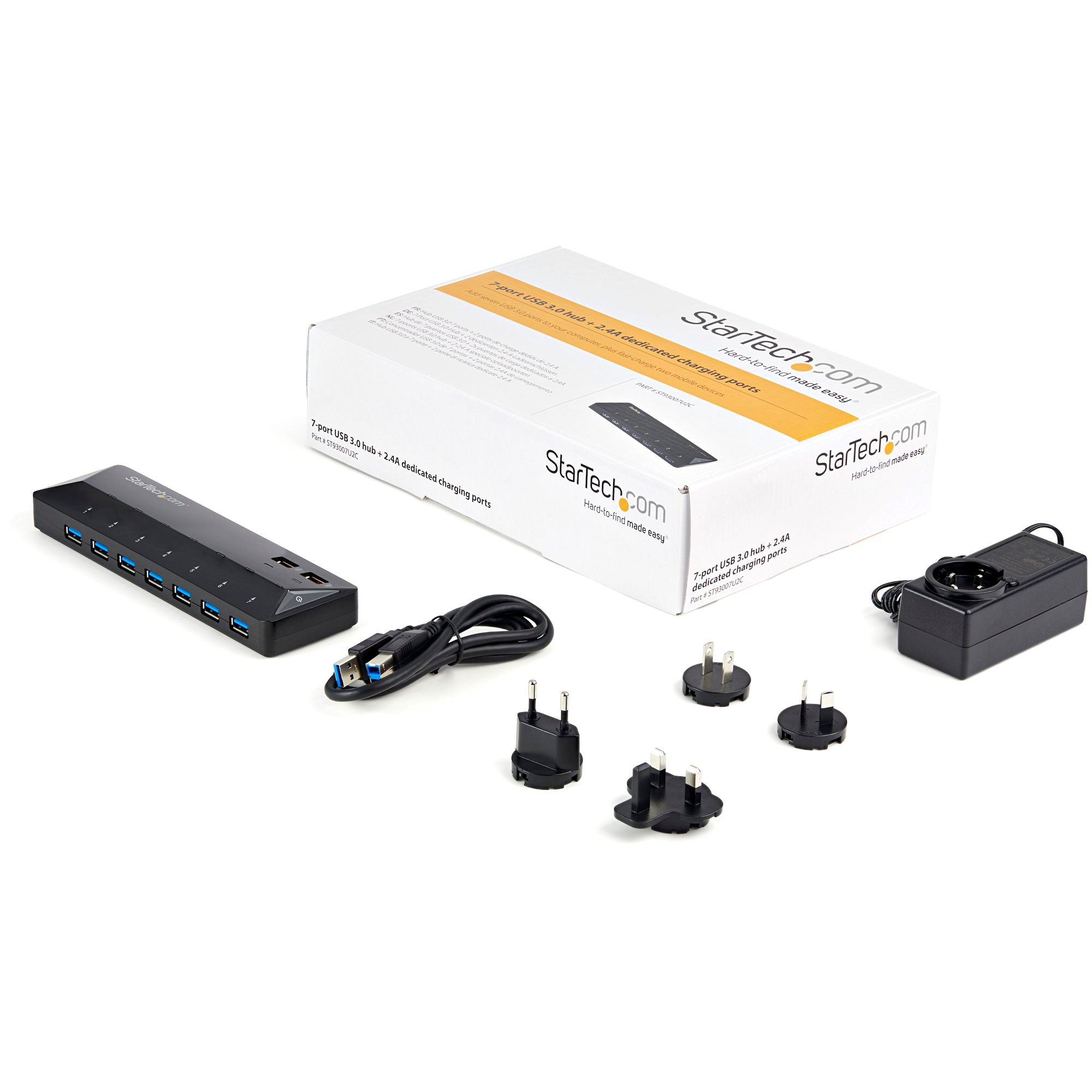 StarTech ST93007U2C 7-Port USB 3.0 Hub (5Gbps) plus Dedicated Charging Ports - 2 x 2.4A Ports - Image 5