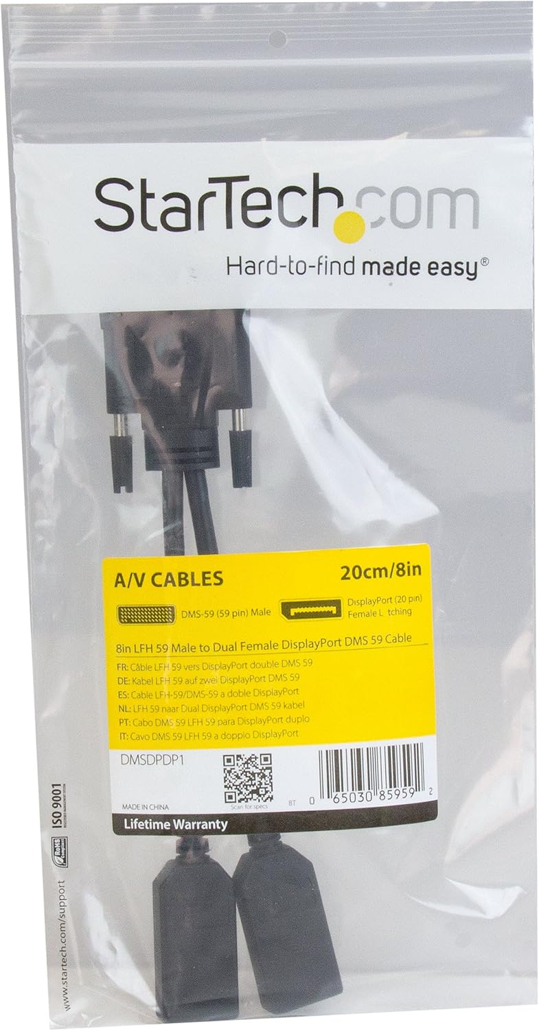 Startech 8" (20 cm) DMS-59 to Dual DisplayPort Adapter Cable | DMSDPDP1 - Image 6