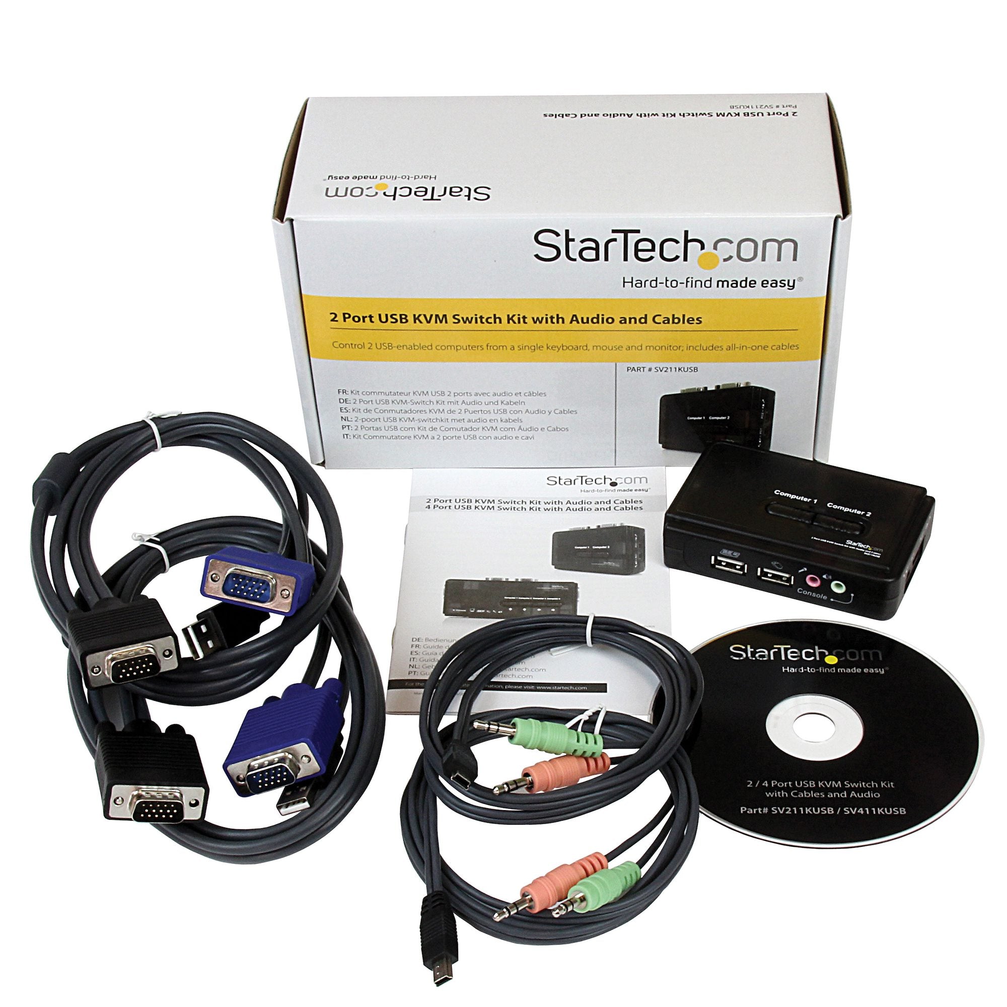 StarTech 2 Port Black USB KVM Switch Kit with Audio and Cables | SV211KUSB - Image 6