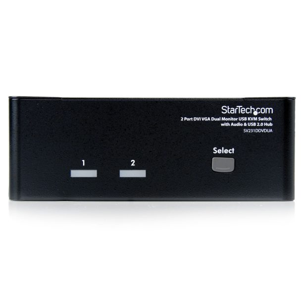 Alternative view of StarTech 2 Port DVI VGA Dual Monitor KVM Switch USB with Audio & USB 2.0 Hub | SV231DDVDUA