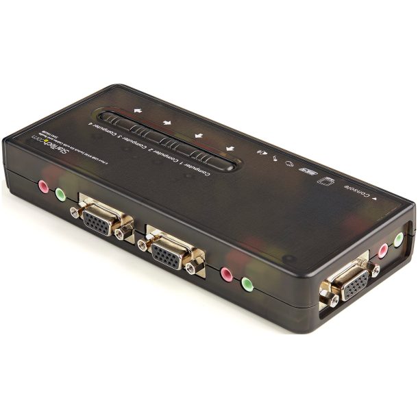 Alternative view of StarTech 4 Port Black USB KVM Switch Kit with Cables and Audio | SV411KUSB