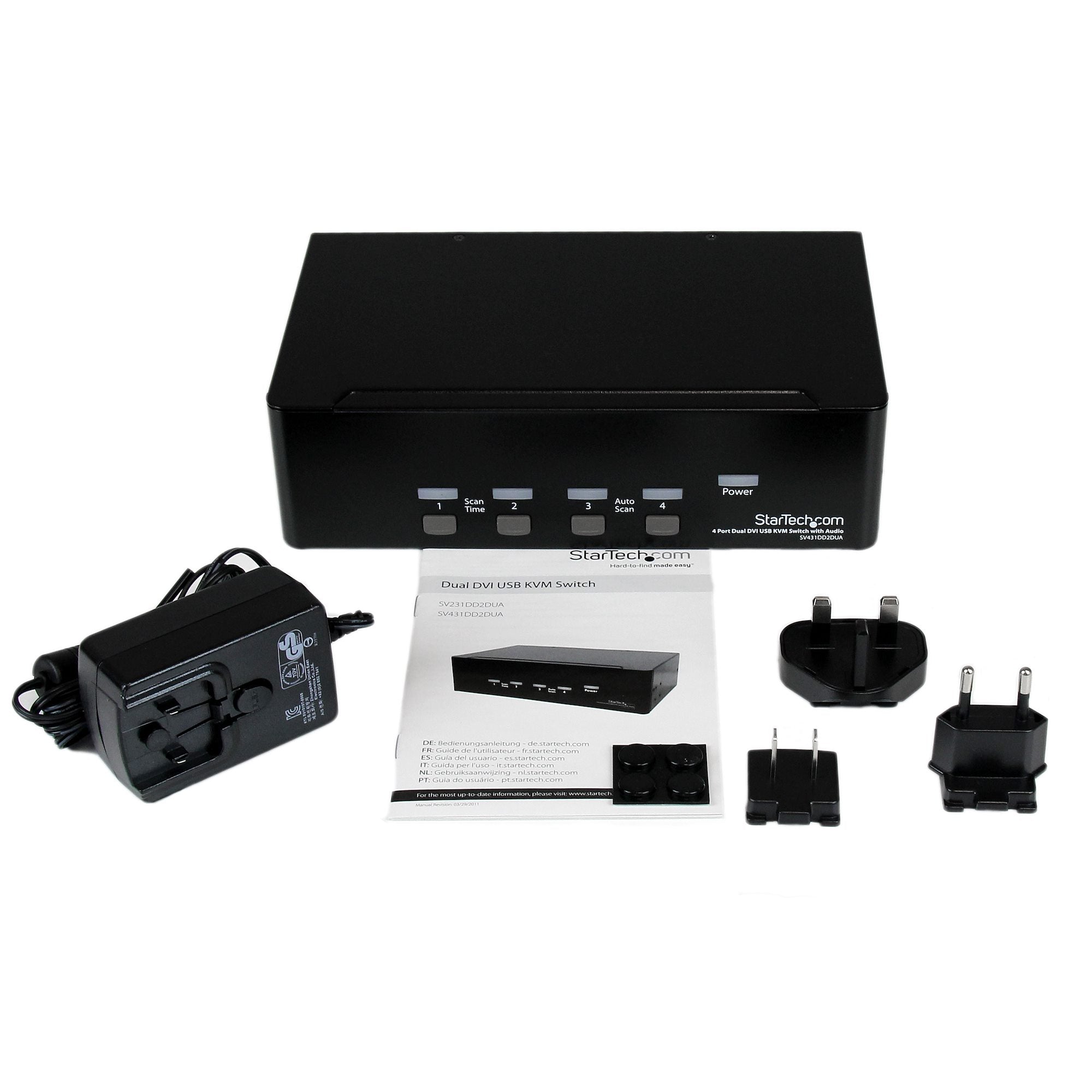 StarTech 4 Port Dual DVI USB KVM Switch with Audio & USB 2.0 Hub | SV431DD2DUA - Image 4
