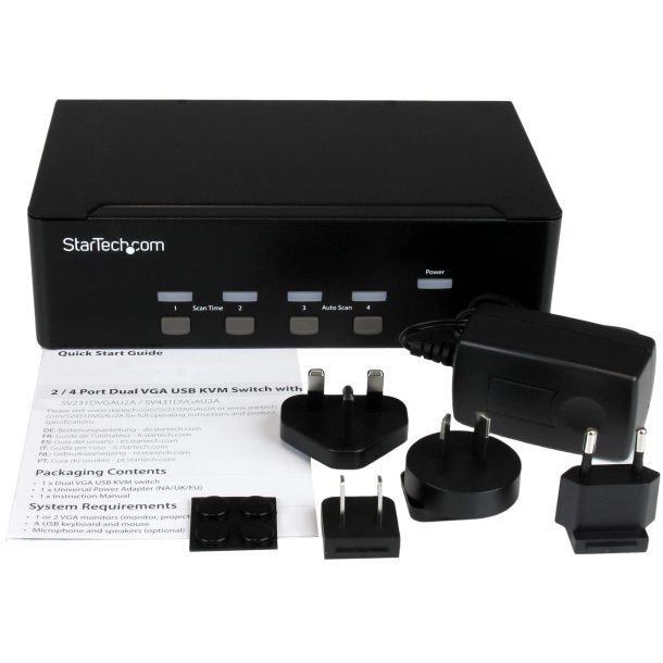 Alternative view of StarTech 4-port KVM Switch with Dual VGA, USB 2.0 | SV431DVGAU2A