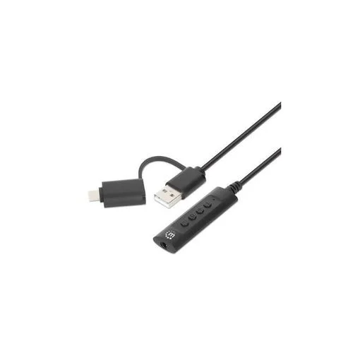 Alternative view of Manhattan 153560 USB-C & USB-A to 3.5mm Stereo Audio Aux Adapter Cable