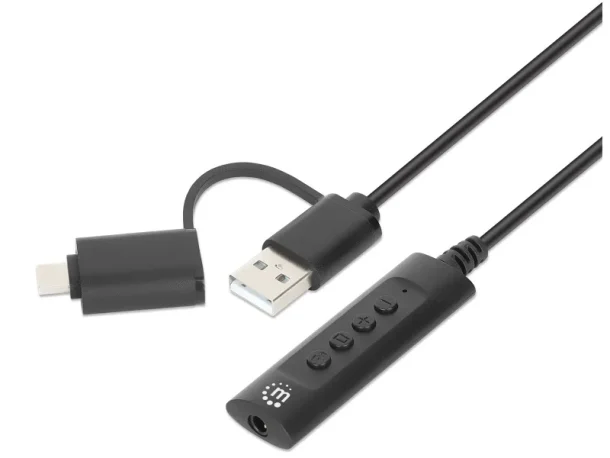 Manhattan 153560 USB-C & USB-A to 3.5mm Stereo Audio Aux Adapter Cable