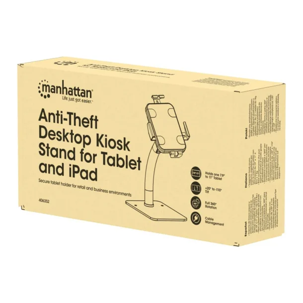 Alternative view of Manhattan 406352 Desktop Kiosk Stand for Tablets (Anti-Theft, White)