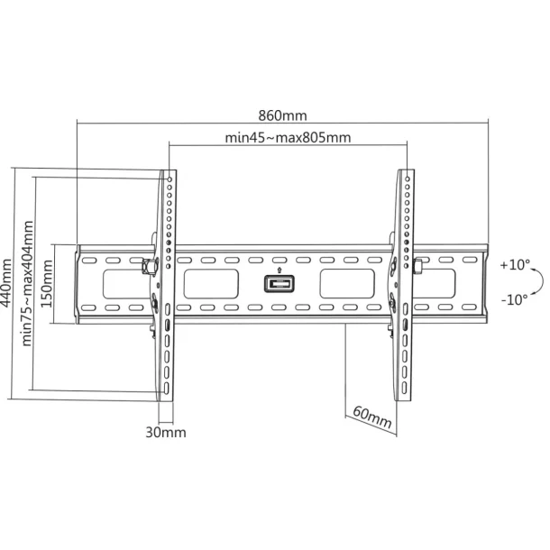 Alternative view of Manhattan 423830 Tilt Wall Mount for 37–75" Screens