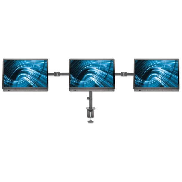 Alternative view of Manhattan 461658 Triple Screen Desk Mount with Double-Link Arms