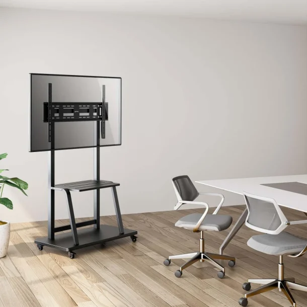 Alternative view of Manhattan 462334 TV & Monitor Trolley Stand for 37–100" Screens