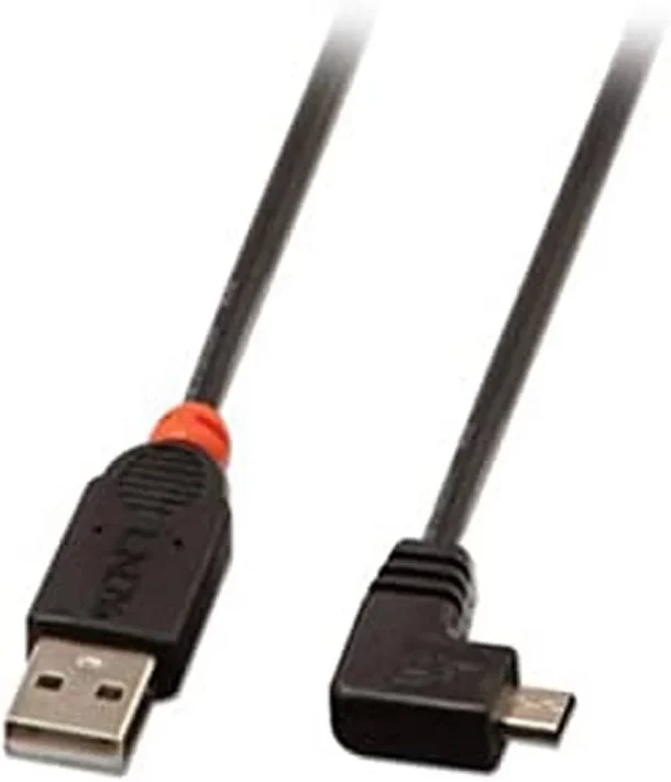 LINDY 31975 0.5m USB 2.0 Type A to Micro-B Cable 90 Degree Right Angle