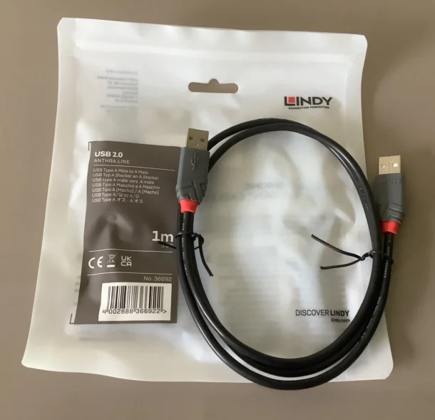 LINDY 36692 1m USB 2.0 Type A to A Anthra Line Cable
