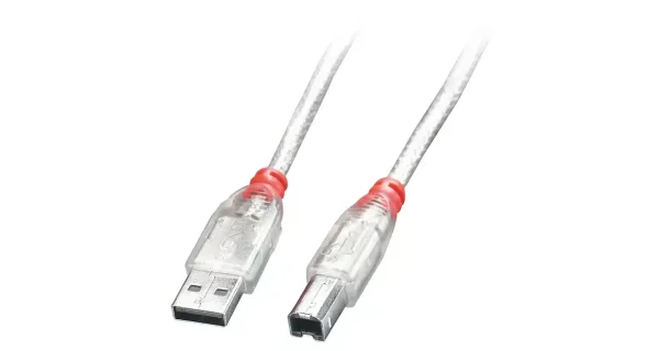 Alternative view of LINDY 41753 2m USB 2.0 Type A to B Cable – Transparent