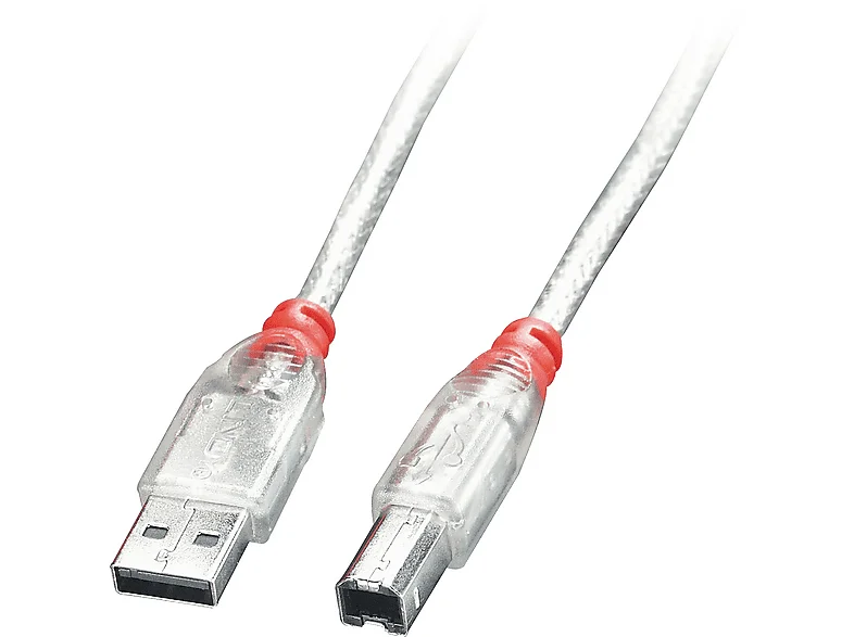 LINDY 41753 2m USB 2.0 Type A to B Cable – Transparent - Image 3