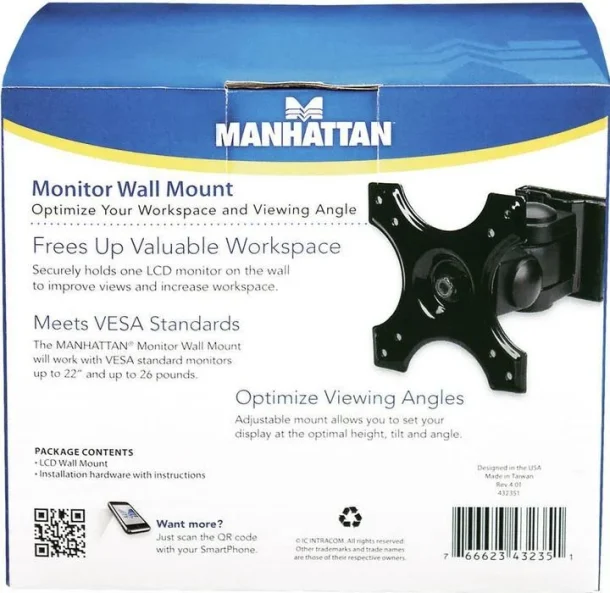 Alternative view of Manhattan 432351 Tilt & Swivel TV/Monitor Wall Mount