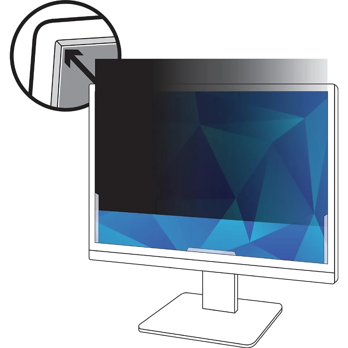 3M PF195W9B Desktop Monitor Privacy Filter Frameless Widescreen 19.5"