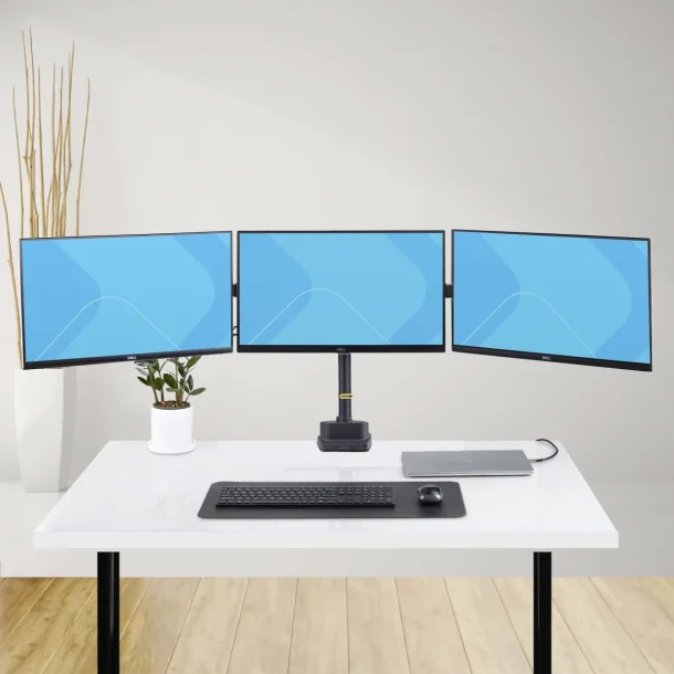 Alternative view of StarTech 3MP2AG-MONITOR-ARM Triple Monitor Desk Mount for Up to Three 27" Screens