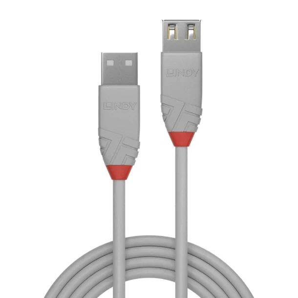 LINDY 36715 5m USB 2.0 Type A Extension Cable (Anthra Line, Grey)